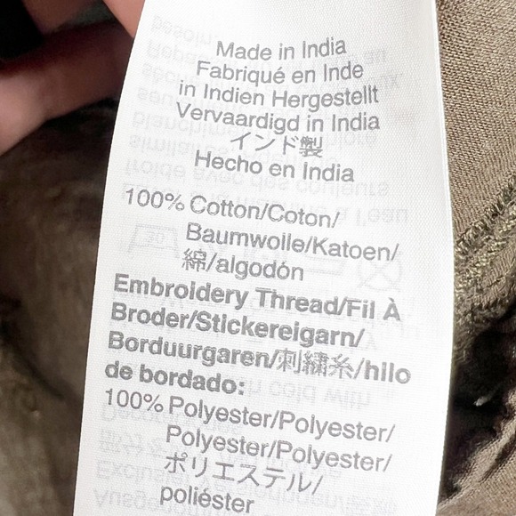 Madewell Embroidered Bubble Sleeve Ruffle Sleeve Button Top Olive Green Size M - Picture 8 of 8